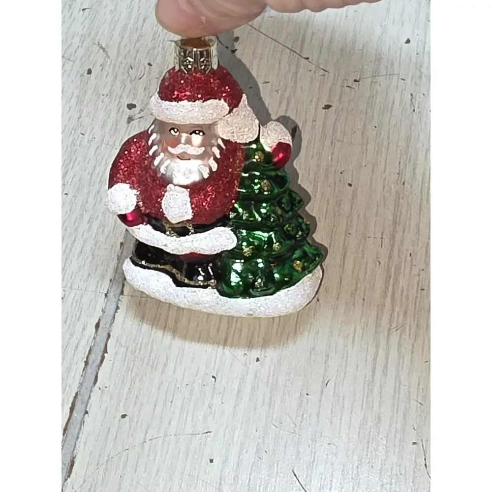 Vtg Mercury Glass Santa Claus Ornament Marked Poland Christmas Holiday 3